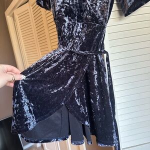 Elegant Velvet Wrap Dress in Blue
